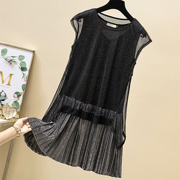 summer women glitter dress short sleeve hollow out mesh patchwork loose casual pleated ruffle dresses 210428, White
summer women glitter dress short sleeve hollow out mesh patchwork loose casual pleated ruffle dresses 210428, White