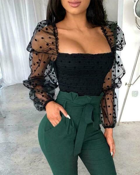 women polka dot mesh sheer long puff sleeve blouses ladies stylish casual slim fit shirts blouse outfits women's, White
women polka dot mesh sheer long puff sleeve blouses ladies stylish casual slim fit shirts blouse outfits women's, White