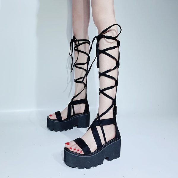 sandales femmes casual cross strappy long boots summer platform sandals women gladiator wedge shoes, Black
sandales femmes casual cross strappy long boots summer platform sandals women gladiator wedge shoes, Black