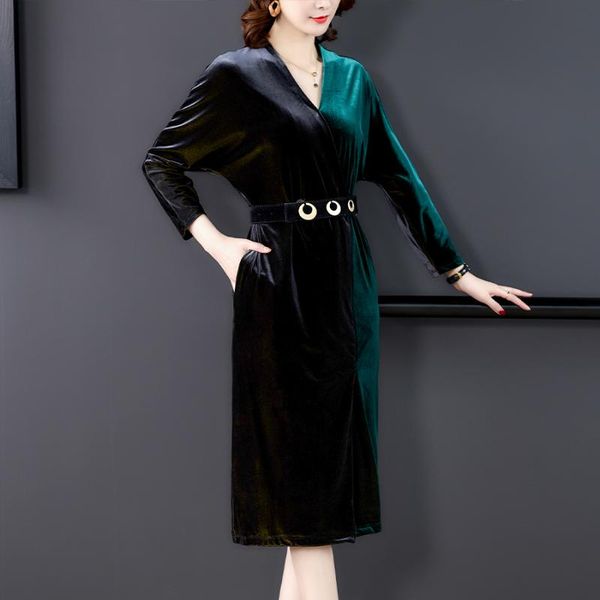 casual dresses 2021 spring elegant contrast gold velvet midi dress autumn vintage 5xl plus size long sleeve bodycon women party vestidos, Black;gray
casual dresses 2021 spring elegant contrast gold velvet midi dress autumn vintage 5xl plus size long sleeve bodycon women party vestidos, Black;gray