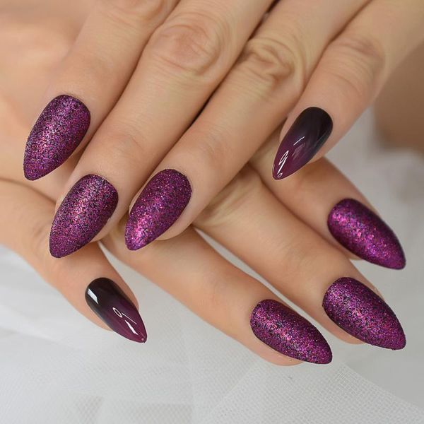 false nails medium press on stiletto dark purple galaxy glitter fake nail art almond shaped gel tips, Red;gold
false nails medium press on stiletto dark purple galaxy glitter fake nail art almond shaped gel tips, Red;gold