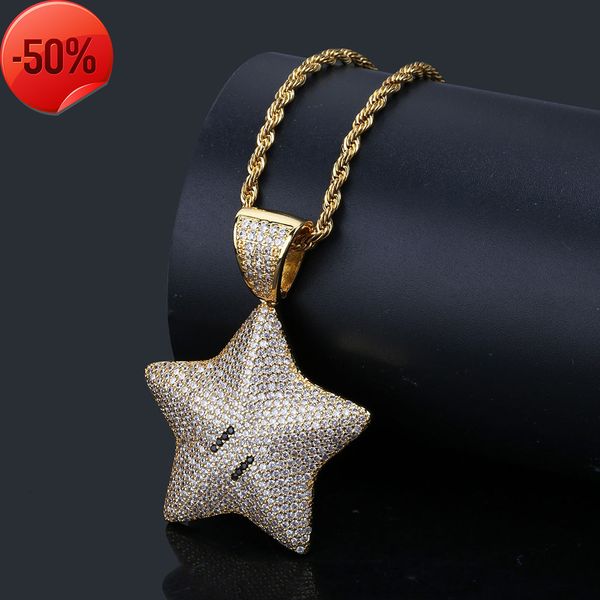 wind hip hop cartoon five pointed star pendant with zircon nightclub trendy necklace, Silver
wind hip hop cartoon five pointed star pendant with zircon nightclub trendy necklace, Silver