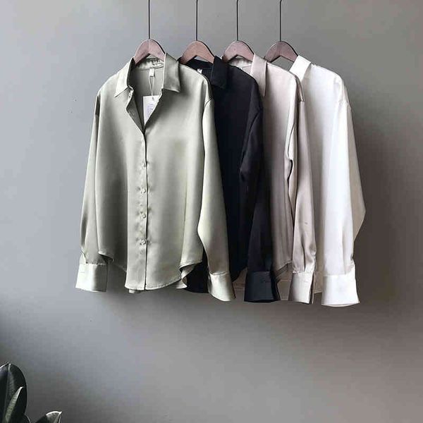 ladies solid color temperament loose shirt fashion long sleeve lapel neck casual clothing famale designer shirt, White
ladies solid color temperament loose shirt fashion long sleeve lapel neck casual clothing famale designer shirt, White