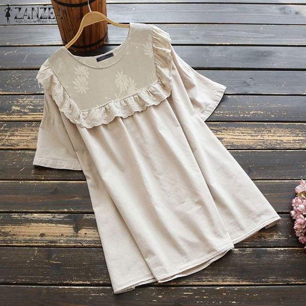 women's blouses & shirts summer women short sleeve vintage ruffles blouse casual cotton linen shirt loose solid blusas o neck ch, White
women's blouses & shirts summer women short sleeve vintage ruffles blouse casual cotton linen shirt loose solid blusas o neck ch, White