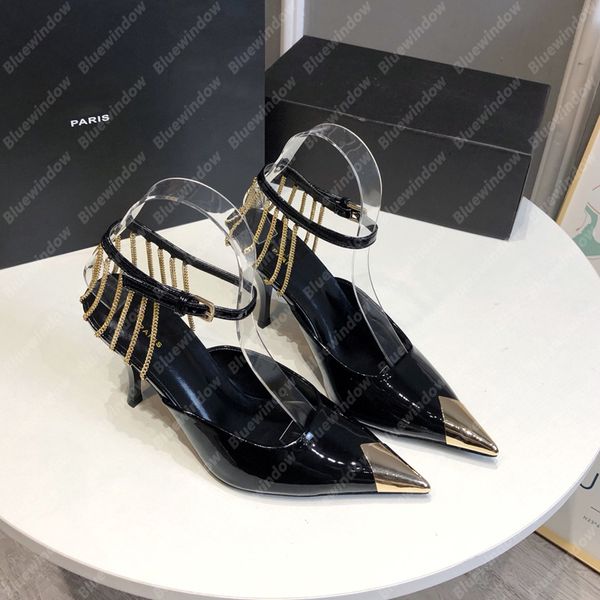 22ss fashion sling chain pumps designer dress shoes women high heel slingback sandal mid heels sandales bouclé tweed espadrille 33 2112023l, Black 
22ss fashion sling chain pumps designer dress shoes women high heel slingback sandal mid heels sandales bouclé tweed espadrille 33 2112023l, Black