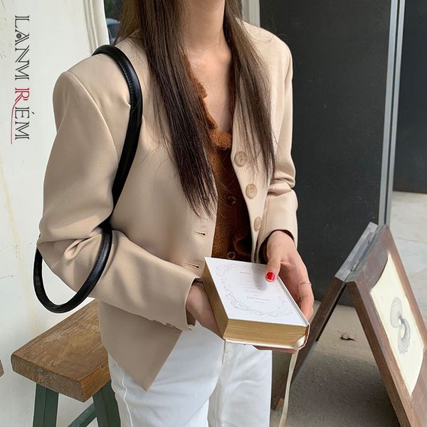 women khaki single breasted blazer v-collar long sleeve loose fit jacket fashion tide spring autumn 2e1432 210507, White;black
women khaki single breasted blazer v-collar long sleeve loose fit jacket fashion tide spring autumn 2e1432 210507, White;black