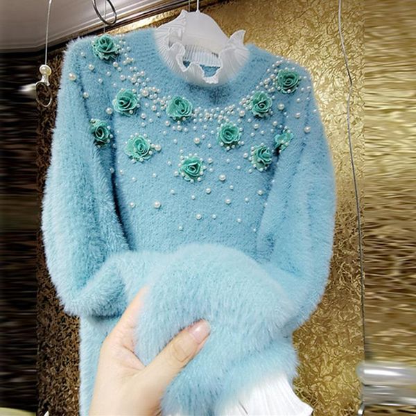 women's sweaters 2021 autumn winter fashion designer sweater women blue beading pearls 3d flowers luxury ruffles ladies top, White;black
women's sweaters 2021 autumn winter fashion designer sweater women blue beading pearls 3d flowers luxury ruffles ladies top, White;black