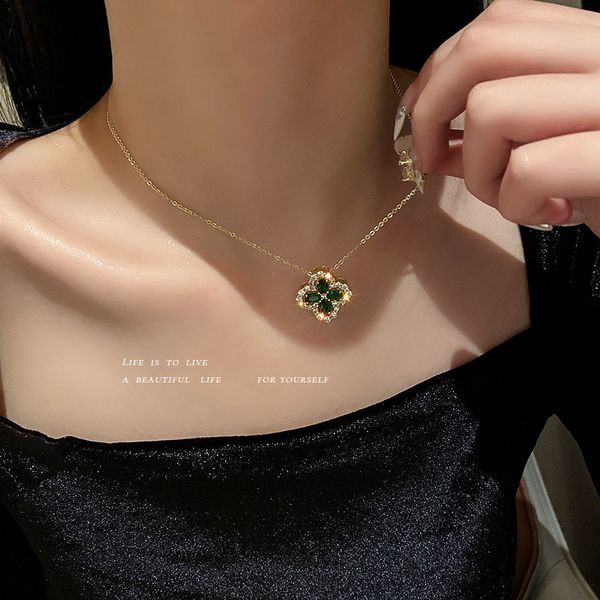 designer necklace luxury chain korean simple temperament green crystal inlaid with diamond petals elegant fashion atmosphere neck collarbone, Silver
designer necklace luxury chain korean simple temperament green crystal inlaid with diamond petals elegant fashion atmosphere neck collarbone, Silver