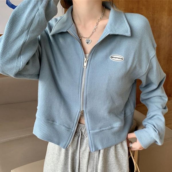 women's hoodies & sweatshirts waffle sweater loose short collar 2021 spring and autumn cardigan long sleeve jacket, Black
women's hoodies & sweatshirts waffle sweater loose short collar 2021 spring and autumn cardigan long sleeve jacket, Black