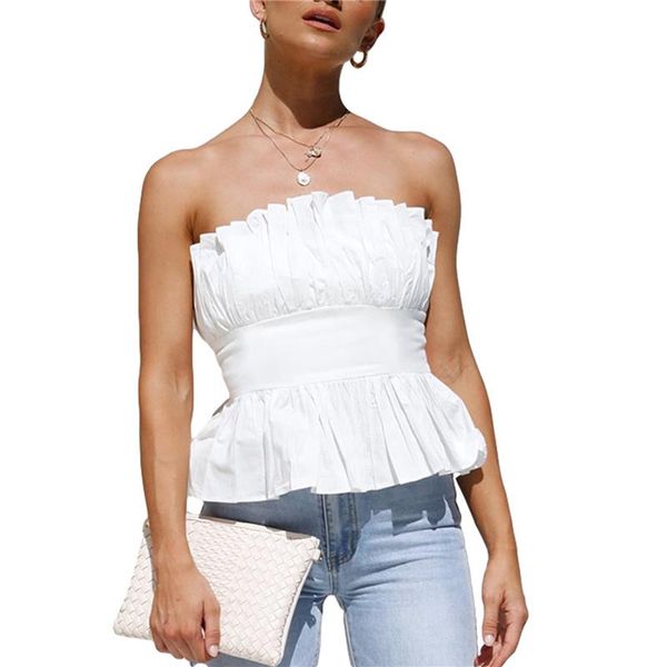 women's t-shirt women off shoulder vest, pleated solid color ruffled hem tube for female white
women's t-shirt women off shoulder vest, pleated solid color ruffled hem tube for female white