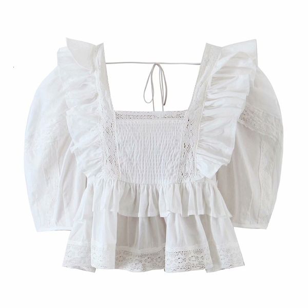 women's t-shirt sweet women square collar ruffle blouse 2021 spring-autumn fashion ladies cute england style female lace short j1p, White
women's t-shirt sweet women square collar ruffle blouse 2021 spring-autumn fashion ladies cute england style female lace short j1p, White
