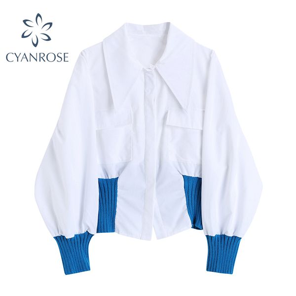 streetwear blouse women lapel single breasted puff long sleeve shirt female contrast color spliced white blusas korean 210417
streetwear blouse women lapel single breasted puff long sleeve shirt female contrast color spliced white blusas korean 210417