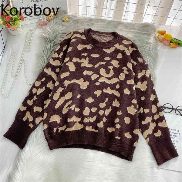 korobov vintage o neck long sleeve women leopard sweaters korean hit color patchwork sueter mujer new arrival jumper femme 210430, White;black
korobov vintage o neck long sleeve women leopard sweaters korean hit color patchwork sueter mujer new arrival jumper femme 210430, White;black