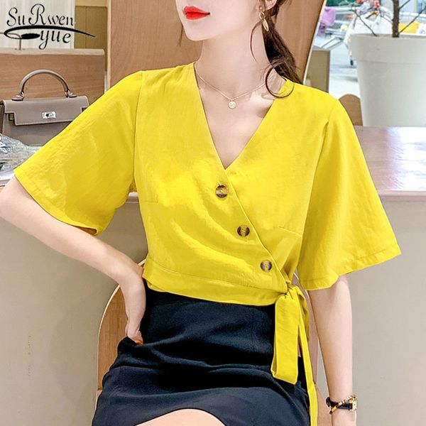 irregular short-sleeved chiffon shirt women summer yellow blosue v-neck bow tie short blouse ropa de mujer 14112 210427, White
irregular short-sleeved chiffon shirt women summer yellow blosue v-neck bow tie short blouse ropa de mujer 14112 210427, White