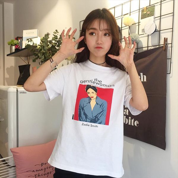 o neck all match loose womens causal college wind letter cartoon printed short sleeve female t shirts, White
o neck all match loose womens causal college wind letter cartoon printed short sleeve female t shirts, White