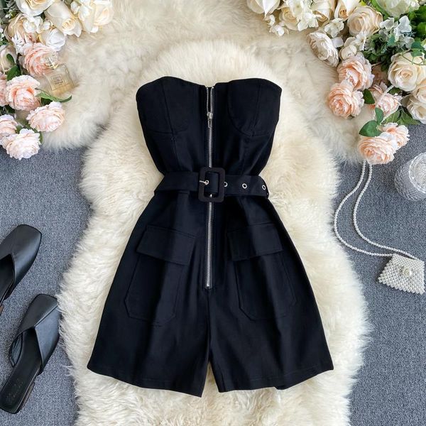summer spring zipper down sashes womens rompers strapless vintage loose shorts retro women female playsuits, Black;white
summer spring zipper down sashes womens rompers strapless vintage loose shorts retro women female playsuits, Black;white