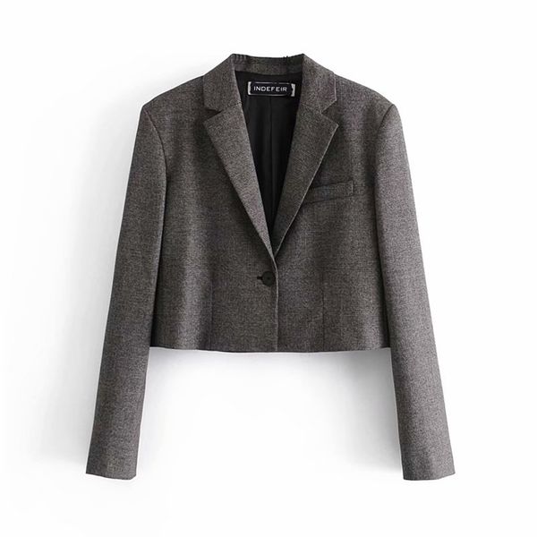 vintage woman dark grey plaid short coats spring fashion ladies button outwear female casual basic jackets 210515, Black;brown
vintage woman dark grey plaid short coats spring fashion ladies button outwear female casual basic jackets 210515, Black;brown