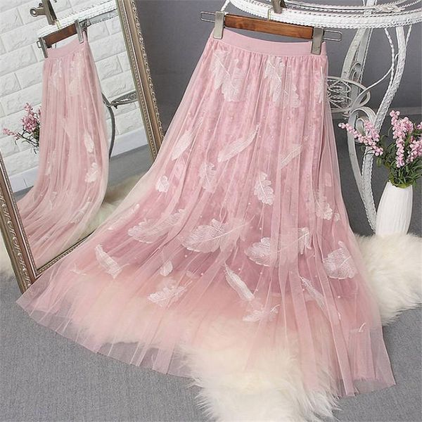 skirts feather embroidery a-line tutu lace mesh skirt women elegant tulle long pleated midi 2021 summer, Black
skirts feather embroidery a-line tutu lace mesh skirt women elegant tulle long pleated midi 2021 summer, Black