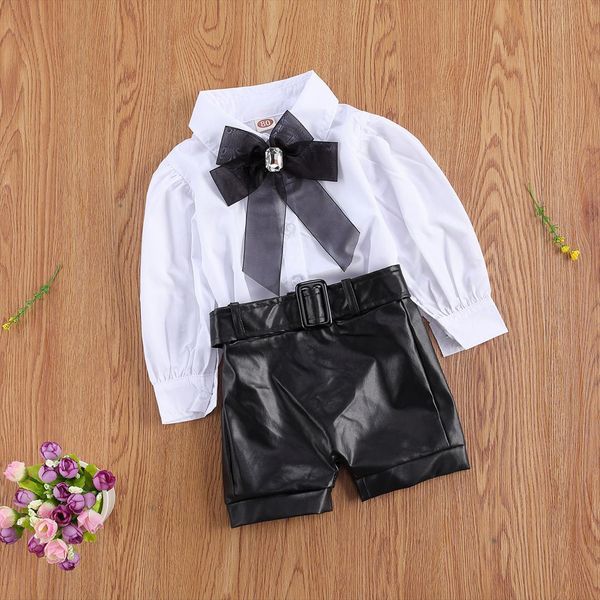 kids clothes girls spring autumn childrens suits 2pcs long sleeve button shirt pu leather shorts set for 2 6years, White
kids clothes girls spring autumn childrens suits 2pcs long sleeve button shirt pu leather shorts set for 2 6years, White