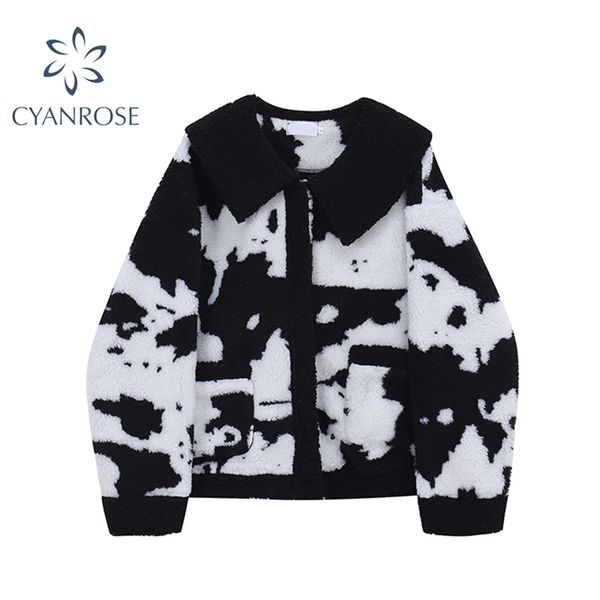 cow pattern lamb wool coat women winter long sleeve casual thicken warm woolen jacket harajuku loose sheepskin outwear 210430, Black;brown
cow pattern lamb wool coat women winter long sleeve casual thicken warm woolen jacket harajuku loose sheepskin outwear 210430, Black;brown