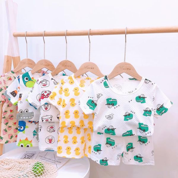 children's breathing cotton home service sets 2021 summer short-sleeved cartoon breathable shorts two-piece clothing, White
children's breathing cotton home service sets 2021 summer short-sleeved cartoon breathable shorts two-piece clothing, White