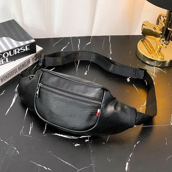 xiao.p fashion men's belt waist packs pu leather casual chest bag for men business fanny pack bum/hip bags