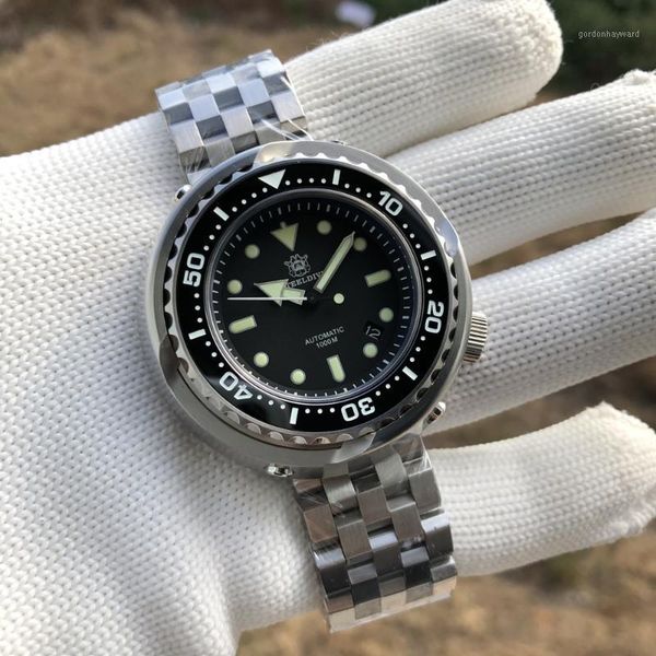 big tuna automatic mechanical watch men nh35a sapphire crystal self wind diver watches 1000m waterproof wristwatches, Slivery;brown
big tuna automatic mechanical watch men nh35a sapphire crystal self wind diver watches 1000m waterproof wristwatches, Slivery;brown