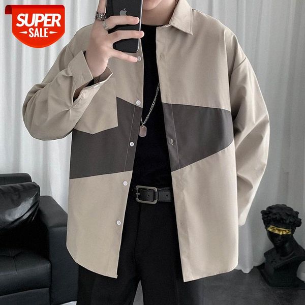 hong kong style shirt men's long sleeves, handsome stitching, loose and casual all-match jacket #gs9j, White;black
hong kong style shirt men's long sleeves, handsome stitching, loose and casual all-match jacket #gs9j, White;black
