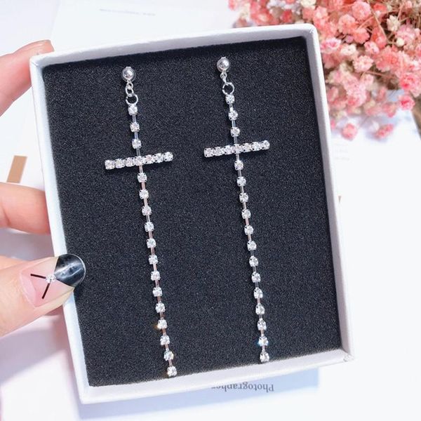 dangle & chandelier simple fashion cross luxury full rhinestone long tassel drop earrings oorbellen for women temperament party jewelry ec11, Silver
dangle & chandelier simple fashion cross luxury full rhinestone long tassel drop earrings oorbellen for women temperament party jewelry ec11, Silver