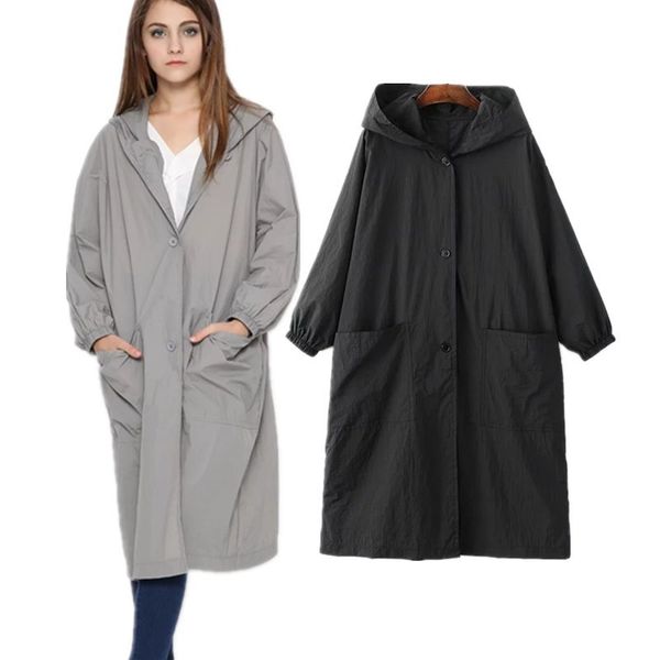 long fashion trench coat autumn style back embroidered letter loose long hooded windbreaker for women, Tan;black
long fashion trench coat autumn style back embroidered letter loose long hooded windbreaker for women, Tan;black