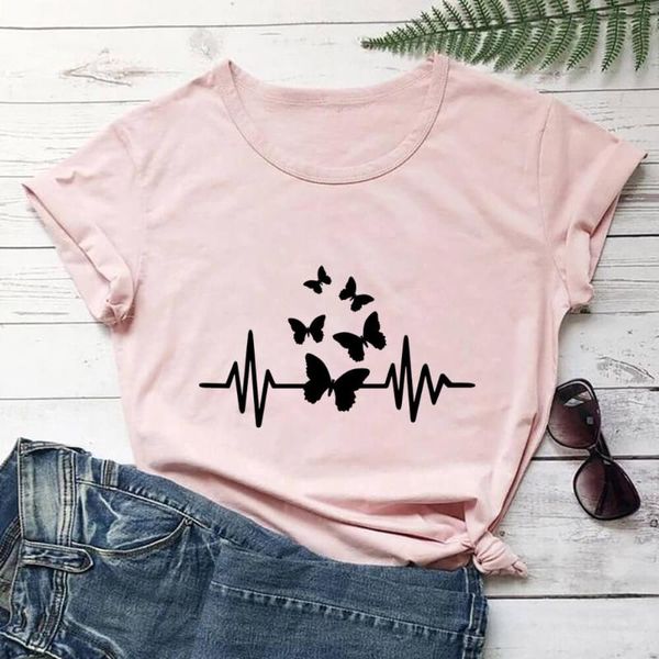 women's t-shirt butterfly heartbeat 100%cotton graphic print women tshirt nature tee funny summer casual short sleeve eco life shirt, White
women's t-shirt butterfly heartbeat 100%cotton graphic print women tshirt nature tee funny summer casual short sleeve eco life shirt, White