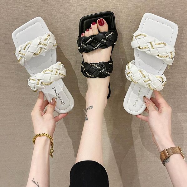 slippers shoes low flat square toe slides rivet slipers women 2021 rubber pu metal decoration woman female, Black
slippers shoes low flat square toe slides rivet slipers women 2021 rubber pu metal decoration woman female, Black