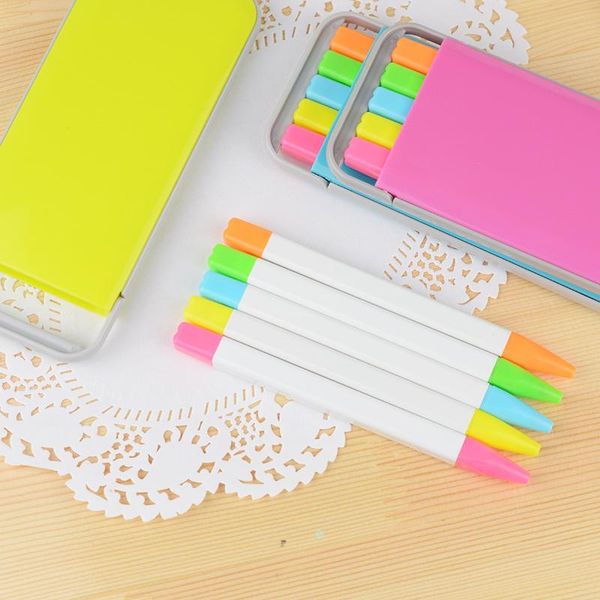 highlighters 6 set/lot 5 color highlighter marker pen mini portable pack stationery office material school supplies canetas escolar eb158, Black;red 
highlighters 6 set/lot 5 color highlighter marker pen mini portable pack stationery office material school supplies canetas escolar eb158, Black;red
