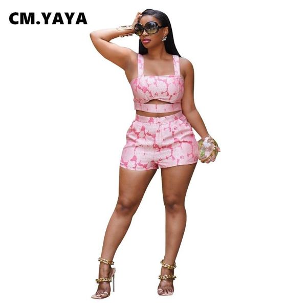 women's tracksuits cm.yaya women set print sleeveless cut out crop pockets shorts two 2 piece sets active casual summer outfits, Gray
women's tracksuits cm.yaya women set print sleeveless cut out crop pockets shorts two 2 piece sets active casual summer outfits, Gray