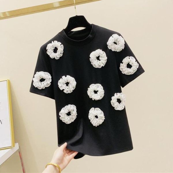 women's t-shirt stereo flower pure cotton short-sleeved 2021 summer korean-style loose-fit t shirt fashion tshirt w76, White
women's t-shirt stereo flower pure cotton short-sleeved 2021 summer korean-style loose-fit t shirt fashion tshirt w76, White