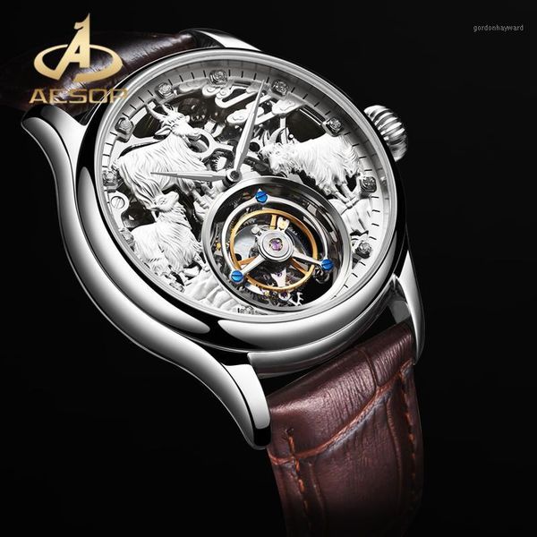 real tourbillon men's mechanical watches luxury skeleton watch sapphire glass men wristwatches, Slivery;brown
real tourbillon men's mechanical watches luxury skeleton watch sapphire glass men wristwatches, Slivery;brown