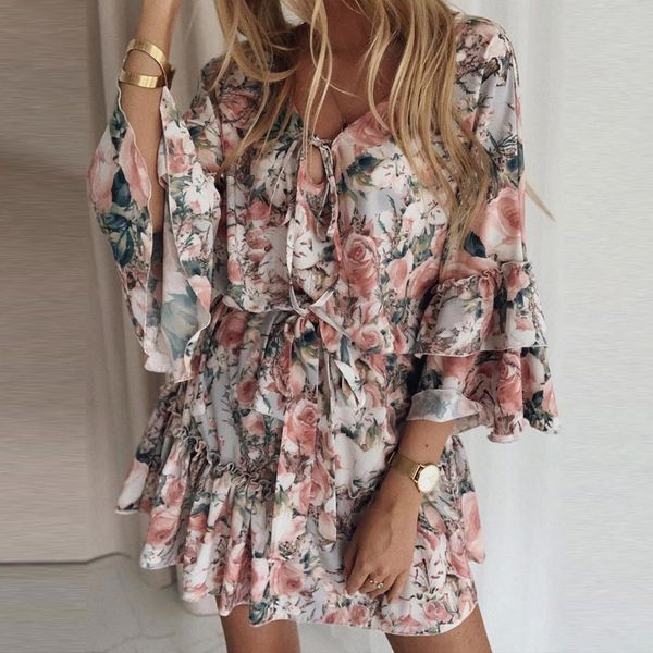 h40 boho floral mini women skirts swing dress summer holiday beach ruffle frill sundress bohemian dresses for vestido, Black
h40 boho floral mini women skirts swing dress summer holiday beach ruffle frill sundress bohemian dresses for vestido, Black