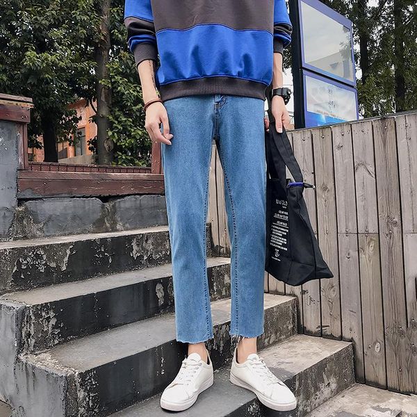 men's jeans summer pants ins boys' 9-point men's loose straight korean fashion rough, Blue
men's jeans summer pants ins boys' 9-point men's loose straight korean fashion rough, Blue