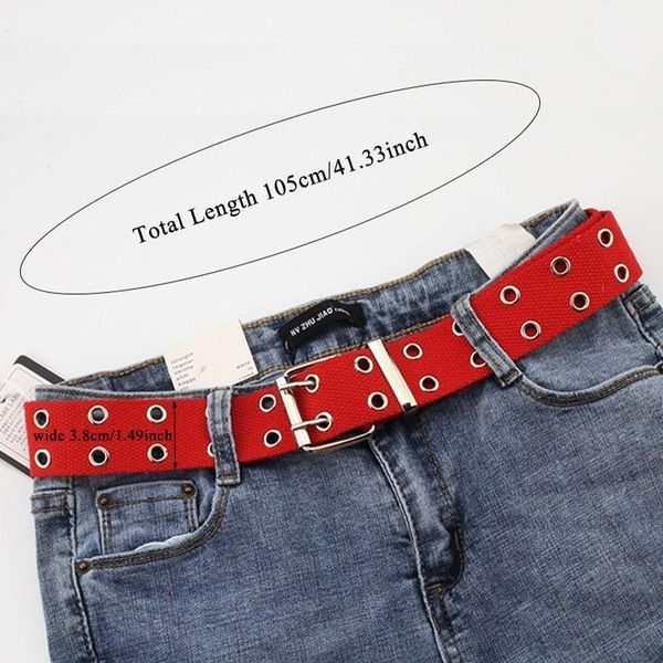 fashion canvas belts casual double hollow hole buckle belt adjustable solid color waist strap for women men students jeans1, Black;brown
fashion canvas belts casual double hollow hole buckle belt adjustable solid color waist strap for women men students jeans1, Black;brown