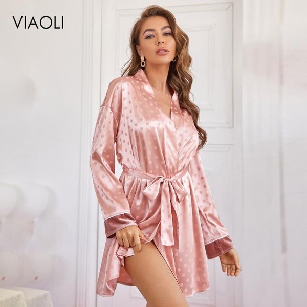 v-neck pink nightdress polka dot pattern long-sleeved casual comfortable fashion silky texture high-end spring/summer women's sleepwear, Black;red
v-neck pink nightdress polka dot pattern long-sleeved casual comfortable fashion silky texture high-end spring/summer women's sleepwear, Black;red