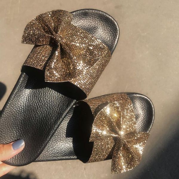summer women's glitter slippers woman bling bowtie slides ladies casual female outdoor women flat crystal flip flops, Black
summer women's glitter slippers woman bling bowtie slides ladies casual female outdoor women flat crystal flip flops, Black