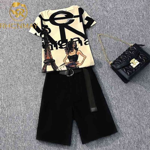 women summer casual 2 piece set vintage print ladies short sleeve slim t-shirt + fashion shorts pants suits female 210506, White
women summer casual 2 piece set vintage print ladies short sleeve slim t-shirt + fashion shorts pants suits female 210506, White