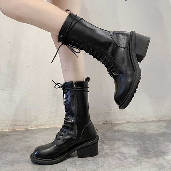 boots 2021 fashion women mid calf shoes round toe chunky heels lace up zip motorcycle, Black
boots 2021 fashion women mid calf shoes round toe chunky heels lace up zip motorcycle, Black