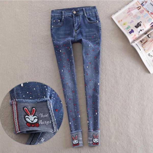 stretch diamond beading jeans european cartoon ankle female elastic waist rhinestone pencil trousers wq2213 women's, Blue
stretch diamond beading jeans european cartoon ankle female elastic waist rhinestone pencil trousers wq2213 women's, Blue