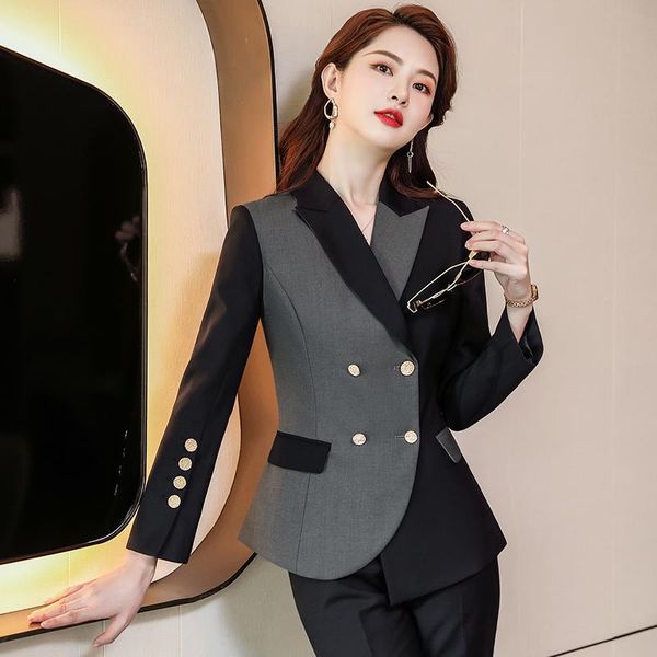 women's two piece pants arrival fashion ladies grey patchwork blazer women business suits pant and jackets sets office work uniform ol, White
women's two piece pants arrival fashion ladies grey patchwork blazer women business suits pant and jackets sets office work uniform ol, White