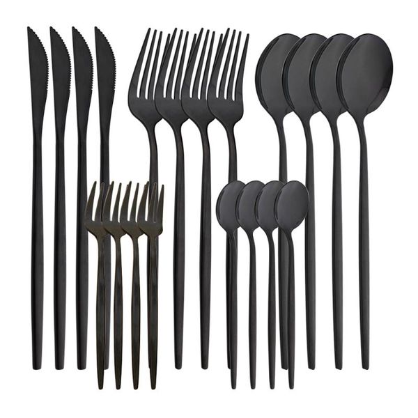 dinnerware sets 20pcs/4set black cutlery set knife cake fork spoon teaspoon stainless steel tableware kitchen silverware
dinnerware sets 20pcs/4set black cutlery set knife cake fork spoon teaspoon stainless steel tableware kitchen silverware
