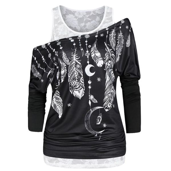 women's blouses & shirts fashion women 2pc lace vest long sleeve plus size female bloues feather print shirt ladies mujer de moda #t1g, White
women's blouses & shirts fashion women 2pc lace vest long sleeve plus size female bloues feather print shirt ladies mujer de moda #t1g, White