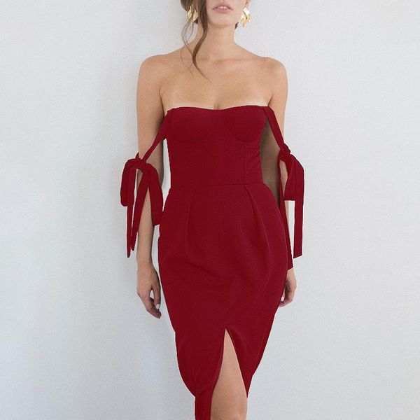 women summer style dress 2021 arrivals spaghetti strap strapless banadage split solid party vestidos casual dresses, Black;gray
women summer style dress 2021 arrivals spaghetti strap strapless banadage split solid party vestidos casual dresses, Black;gray