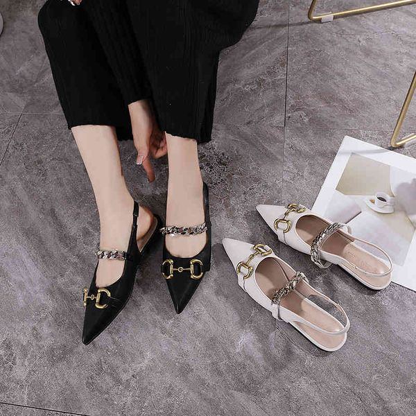 toe back closed empty slippers for women summer pointed sandals horsebit buckle chain flat strap womens shoes, Black
toe back closed empty slippers for women summer pointed sandals horsebit buckle chain flat strap womens shoes, Black
