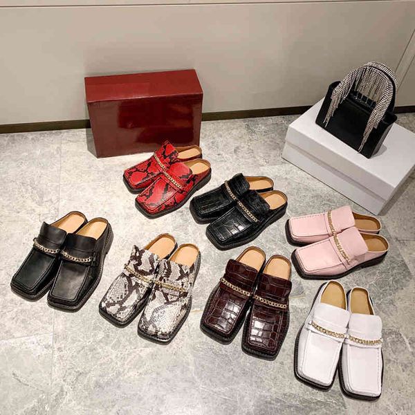snake version achiko mr high rose metal chain square head low heel muller shoes slippers half trailer yw designerss, Black
snake version achiko mr high rose metal chain square head low heel muller shoes slippers half trailer yw designerss, Black